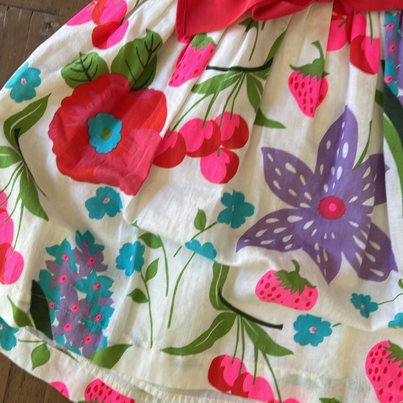 Mini Boden strawberry poppy flower linen blend fit and flare dress 7-8 years - Picture 2 of 6